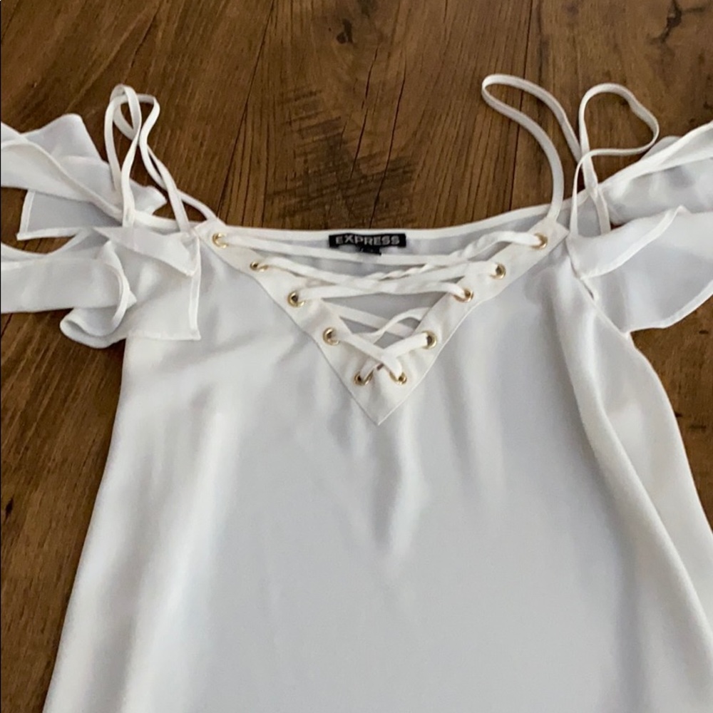White cross tank with sleeves